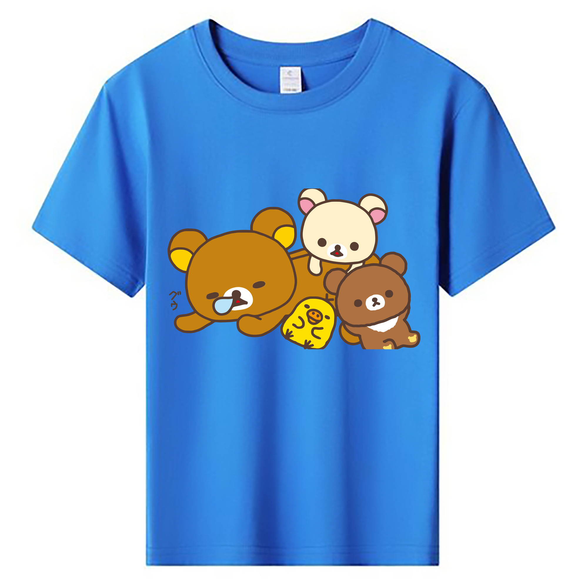 （画像用） リラックマ リラックマ キイロイトリ Rilakkuma Korilakkuma Kiiroitori 綿100％キッズTシャツ（フロントプリント）